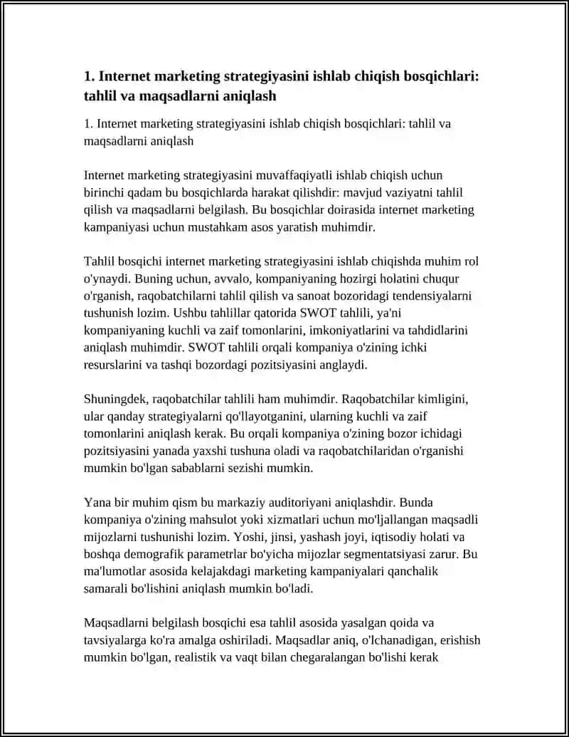 INTERNET MARKETING STRATEGIYASINI ISLAB CHIQISH BOSQICHLARI 4