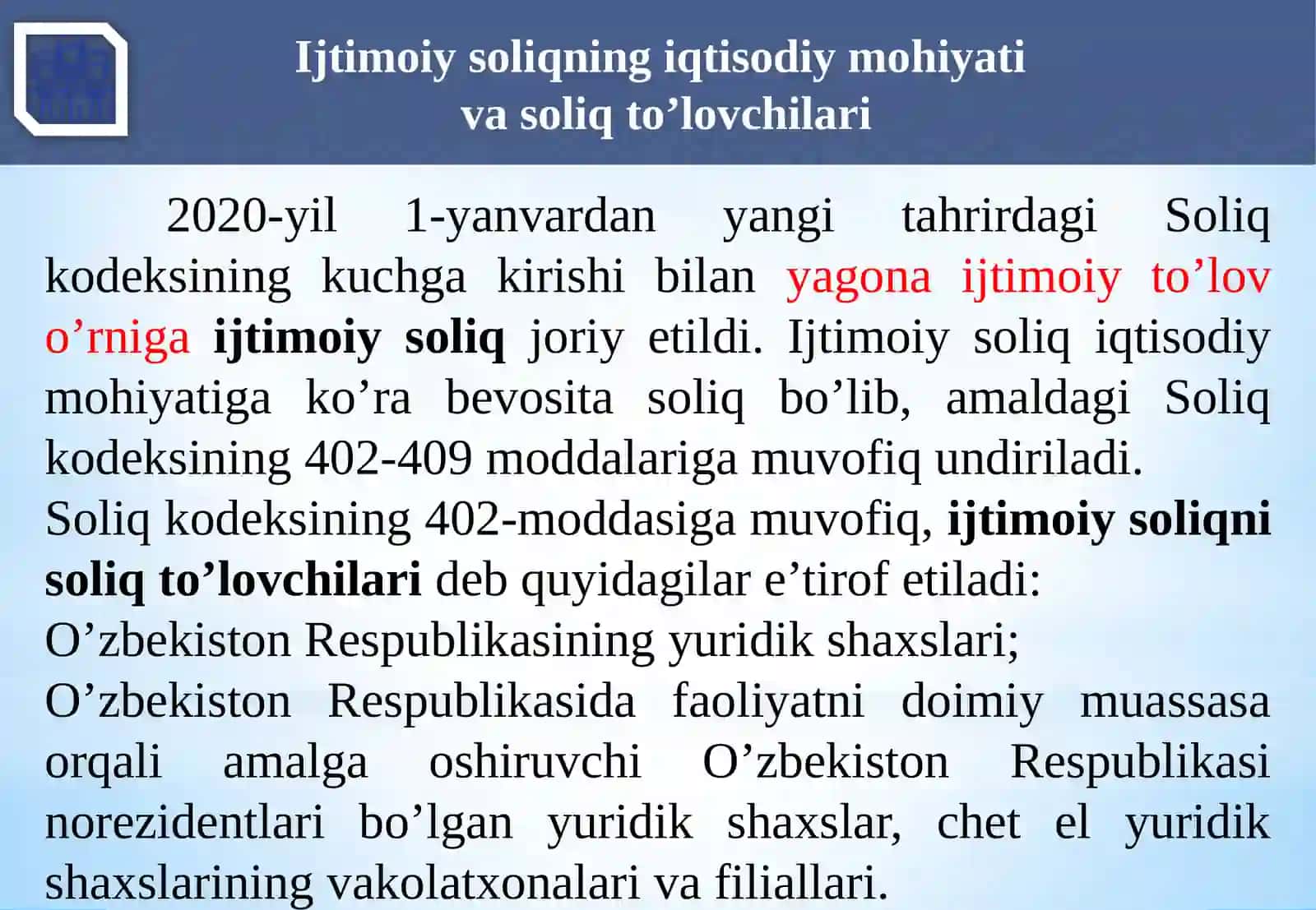 13-mavzu: Ijtimoiy soliq va mahalliy yig`imlar 4