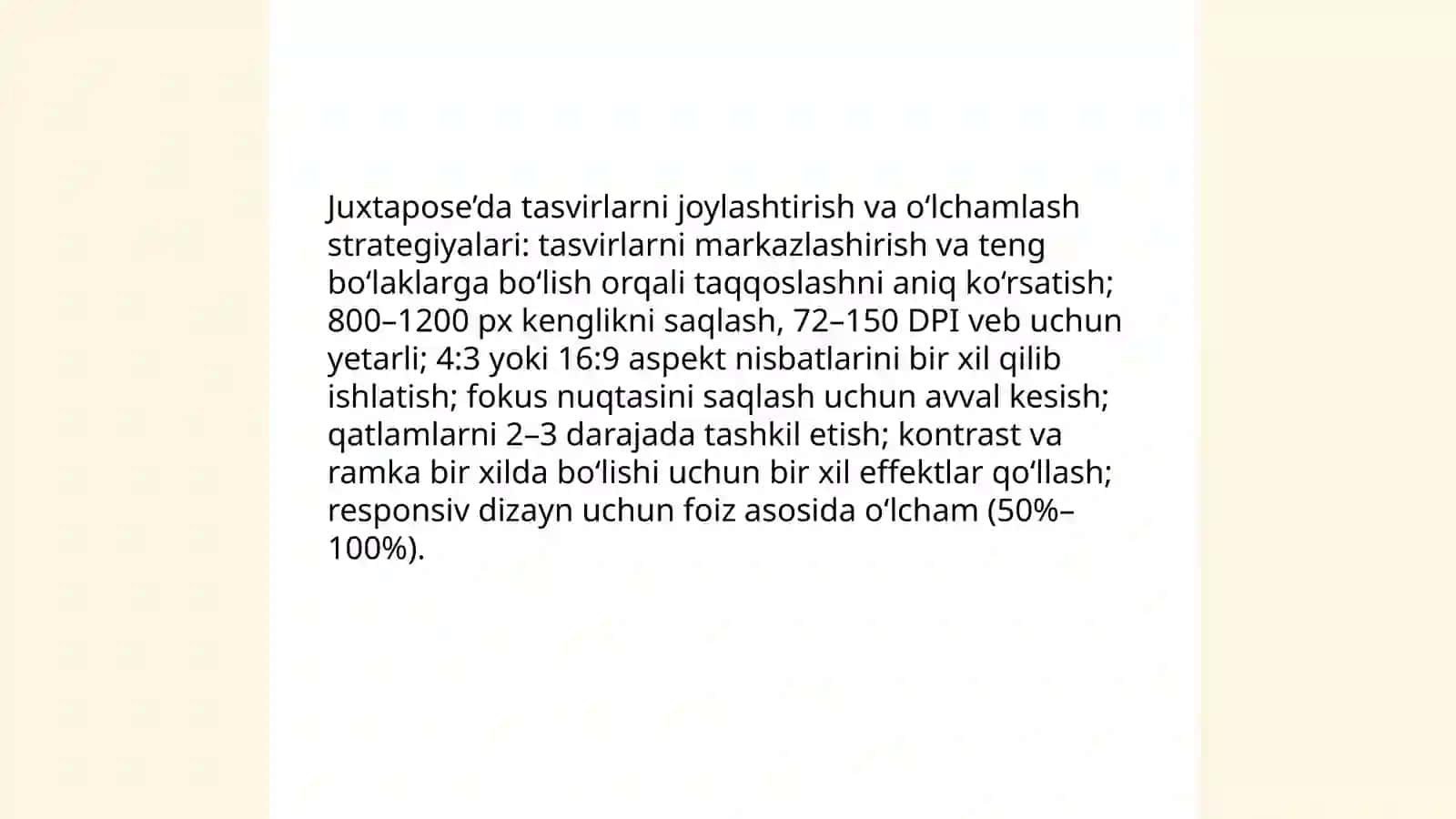 Juxtapose platformasida fotomuqoyasa tayyorlash oʻziga xosligi 4