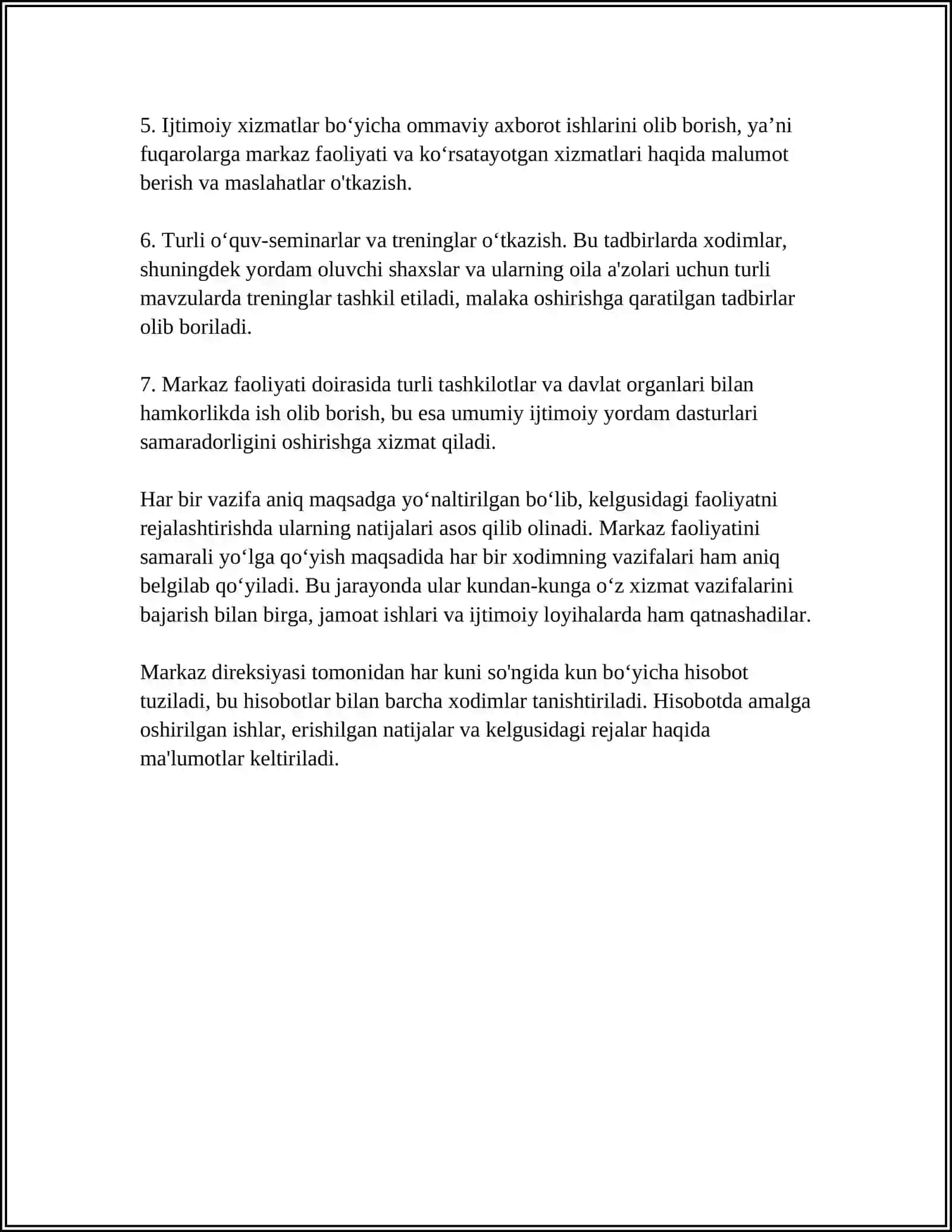2 HAFTA OHANGARON SHAHAR INSON IJTIMOIY XIZMATLAR MARKAZIDA QILGAM AMALIYOTIM BOYICHA 4