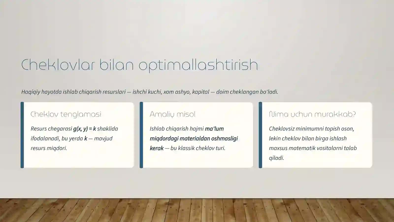 Xarajat funksiyasini minimallashtirish va Lagrange usuli 4