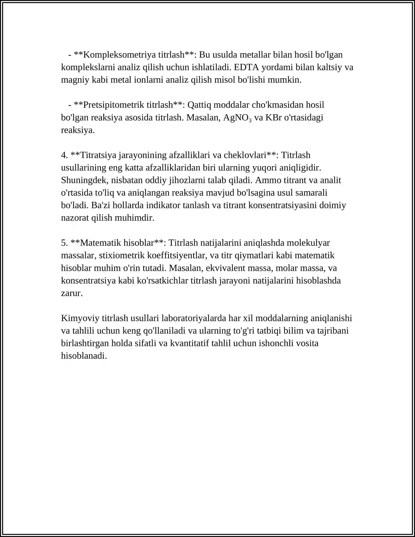 TITRASH USULLARI. KIMYOVIY METODLARI 4