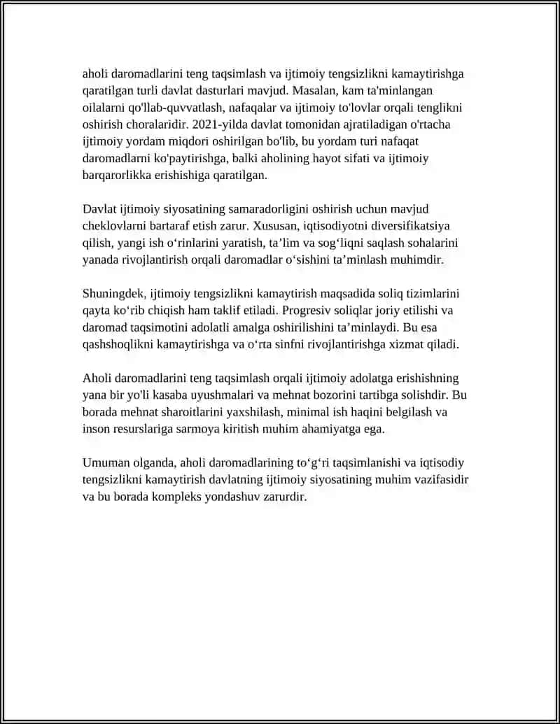 AHOLI DAROMADLARI VA DAVLATNING IJTIMOIY SIYOSATI 4