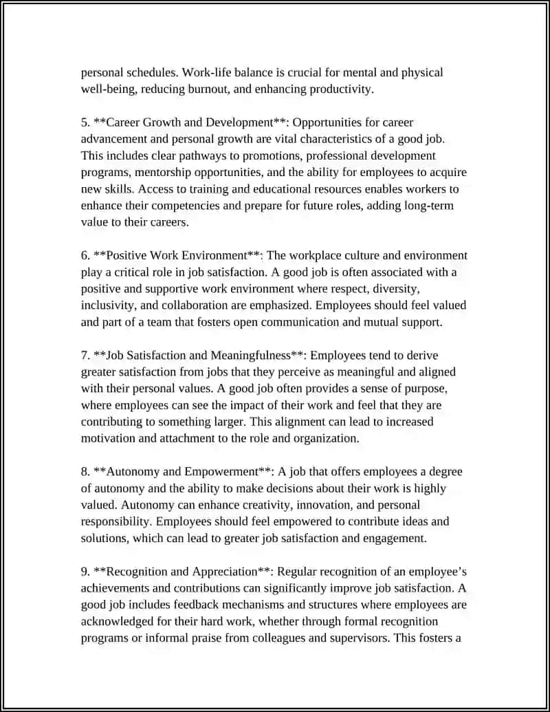 Characteristics of a Good Job 4