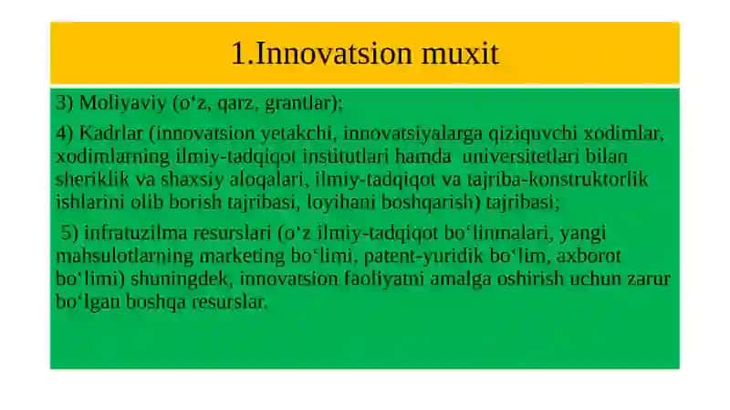 Innovatsion faoliyatni rivoglantirish omillari 4