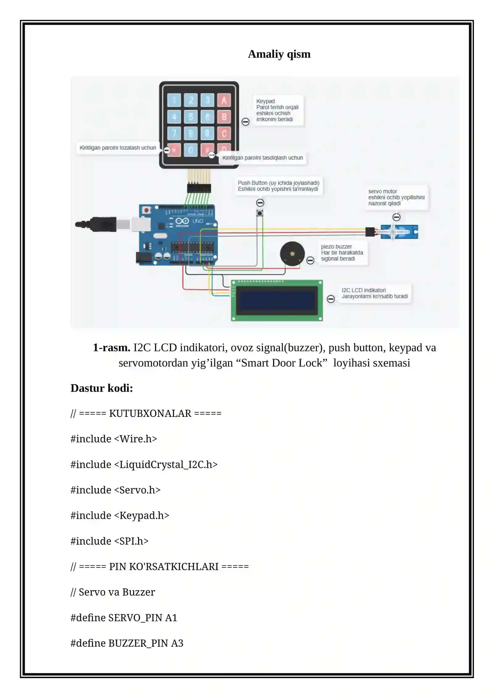 Radiochastotali identifikator va servomotor yordamida loyiha ishlab chiqish. Amaliy ish 4