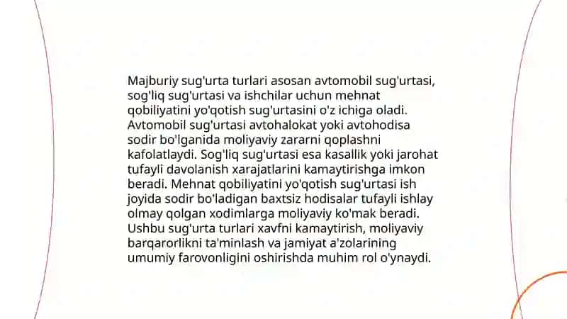 Ixtiyoriy va majburiy sug‘urtaning o‘zaro nisbatini muvofiqlashtirish masalalarini takomillashtirish 4
