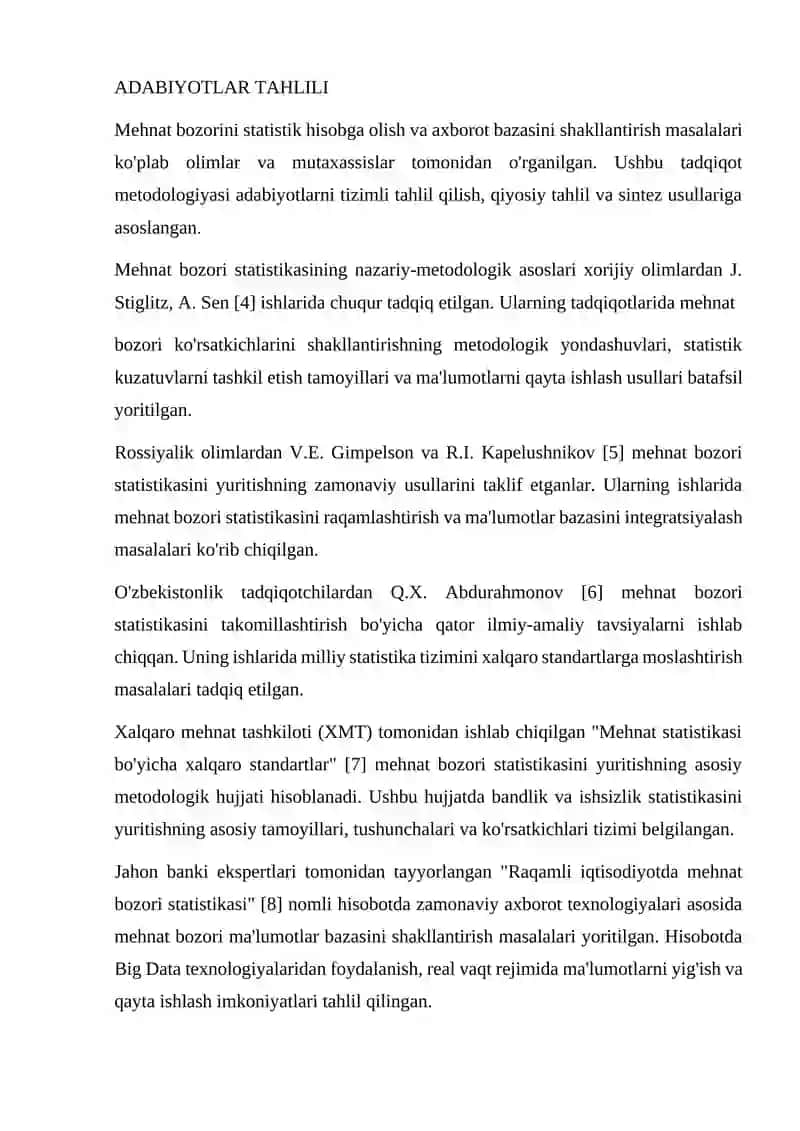 Mehnat bozori statistikasi mohiyati va mazmuni 4