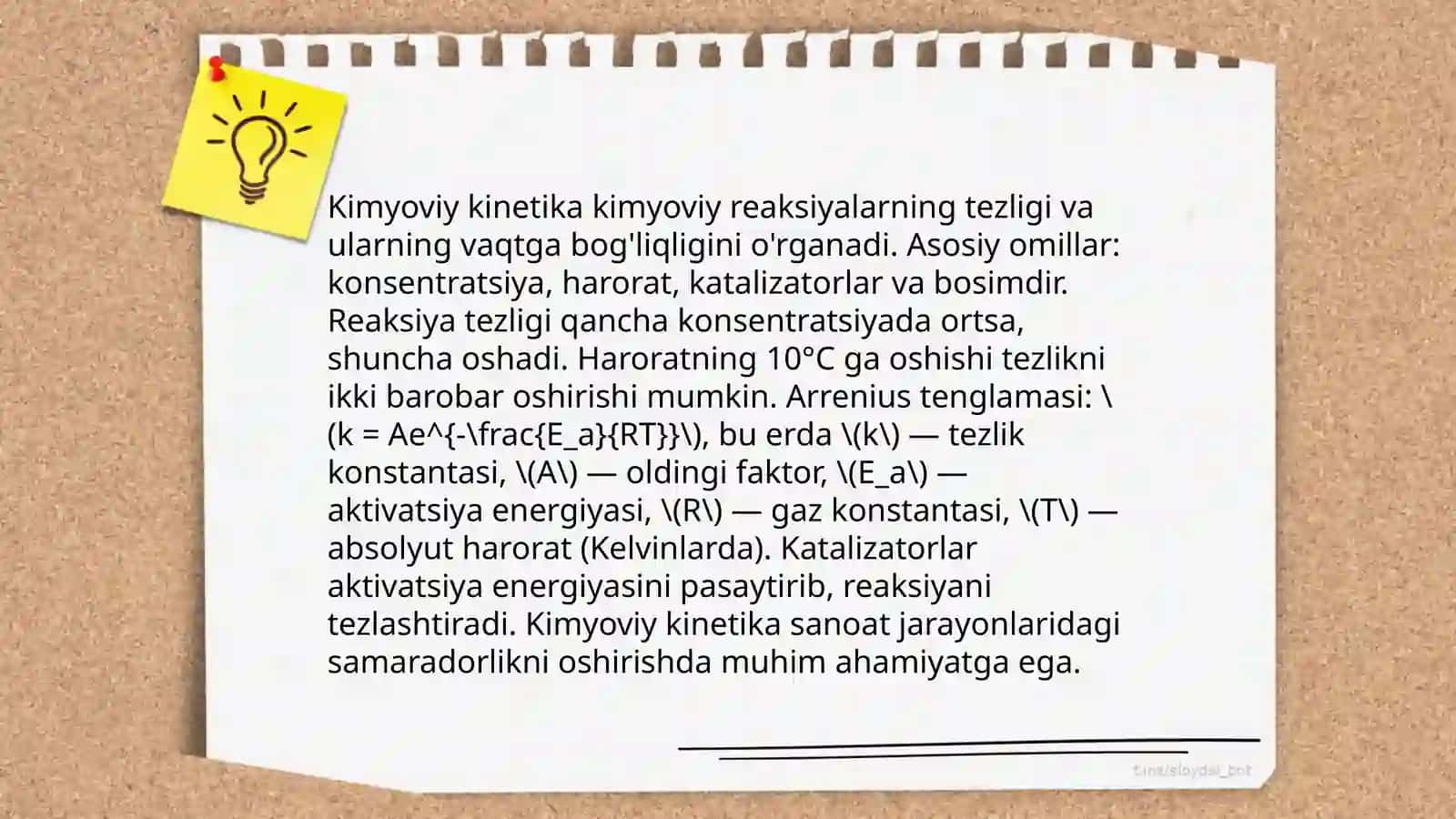 Reaksiya tezligining kimyoviy analizdagi oʻrni 4