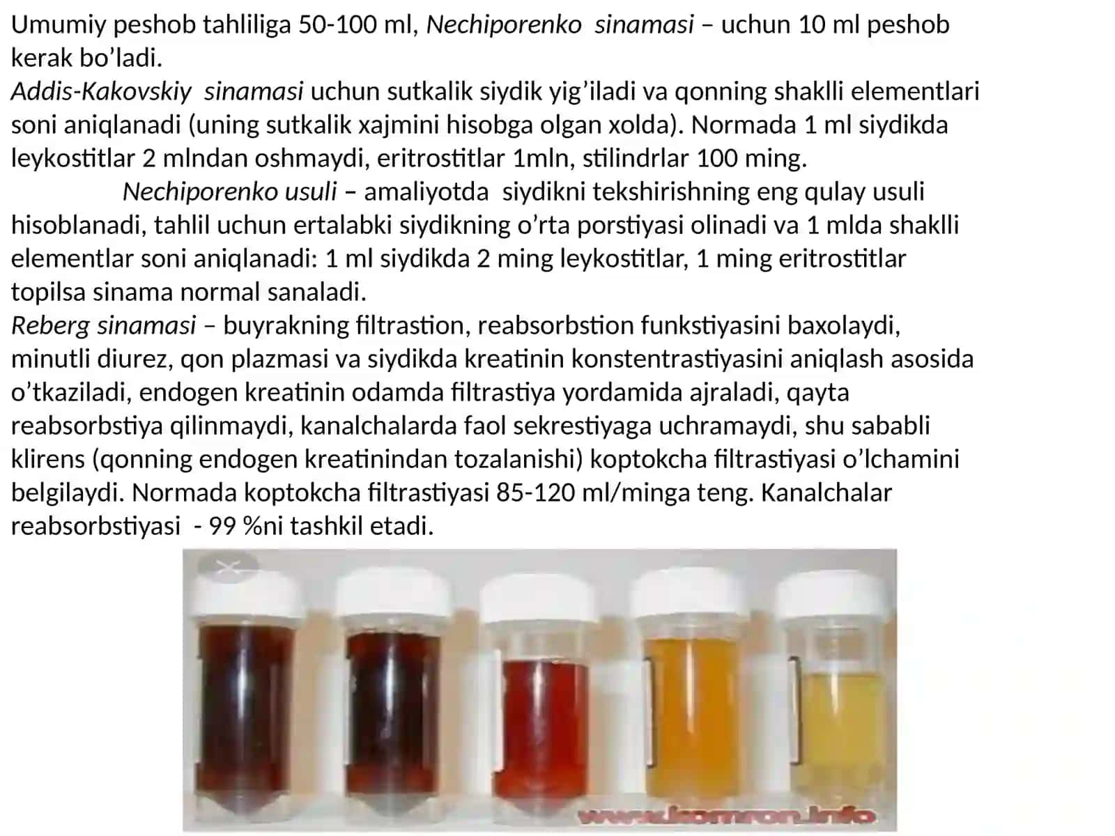 Laboratoriya tekshiruvi uchun materiallar yig’ish: siydik, qon, balg’am. 4