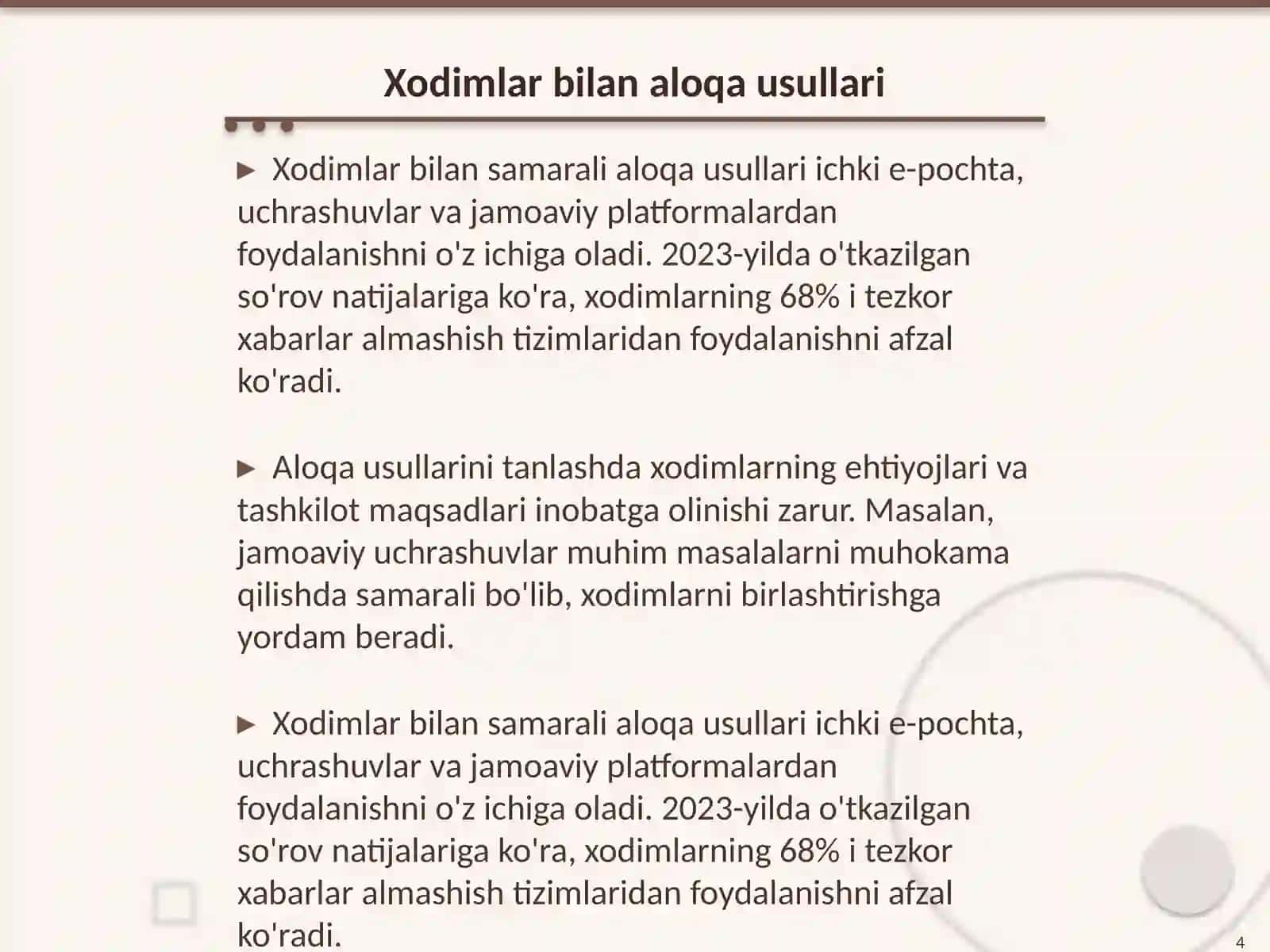 Xodimlar bilan ichki kommunikatsiyalarni boshqarish 4