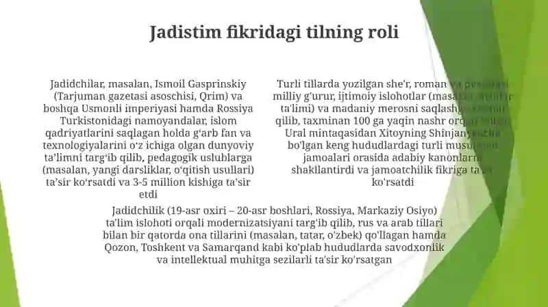Jadid adabiyoti namoyandalari ning madaniyati, ma'rifat adabiyotga oid fikri 4