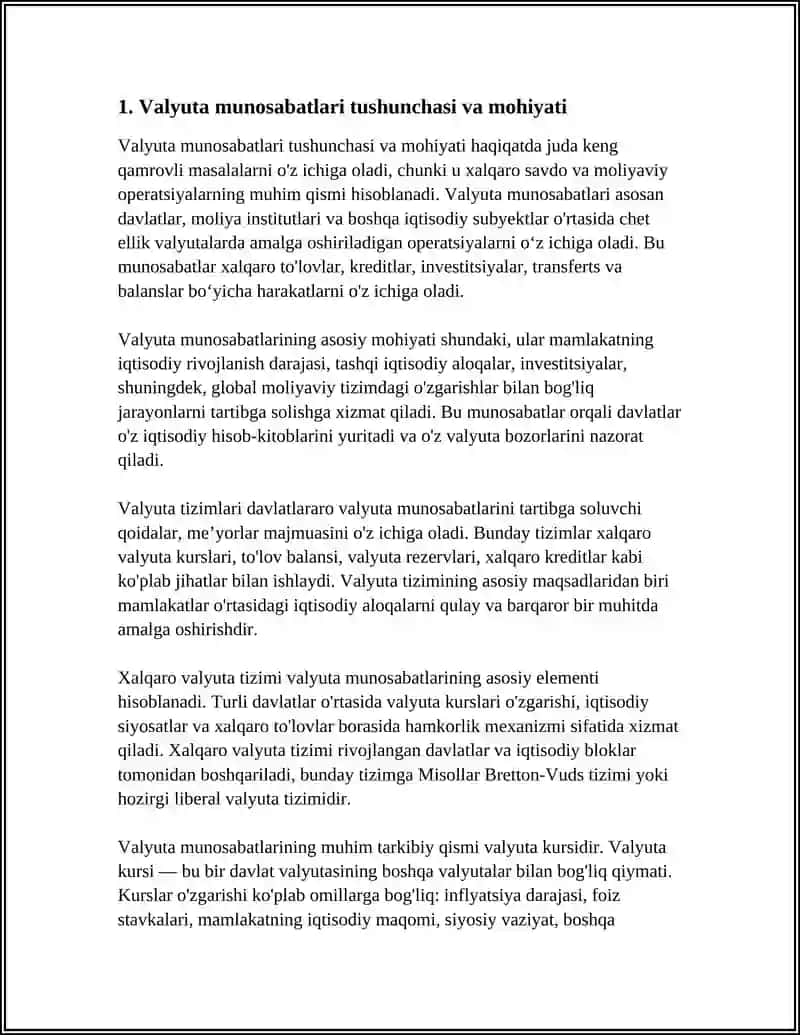 VALYUTA MUNOSABATLARI TUSHUNCHASI VA VALYUTA TIZIMI 4