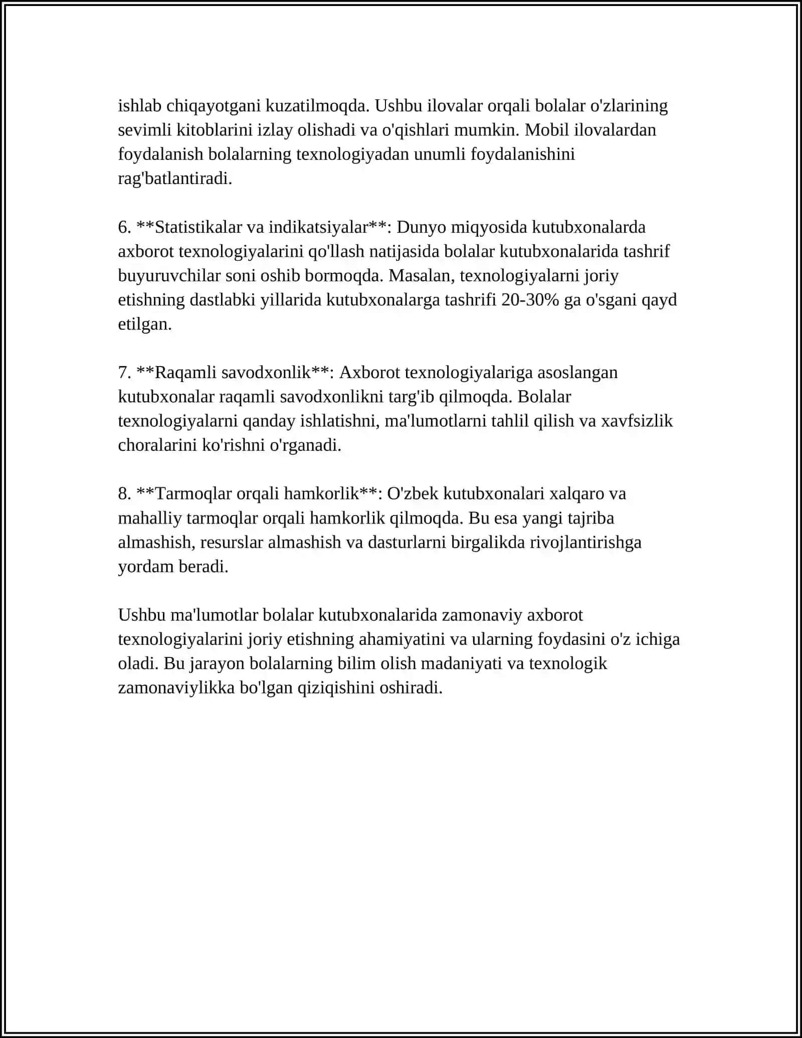 BOLALAR KUTUBXONASI ZAMONAVIY RIVOJLANISH MUAMMOLARI 4