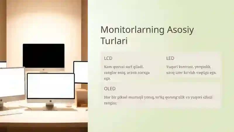 Monitor va sichqoncha qurilamalarining turlari va vazifalari. Tibbiy ta'limda va tibbiyotda kompyuterning qo'shimcha qurilmalarining qo'llanilishi va tabbiq etilishi. 4