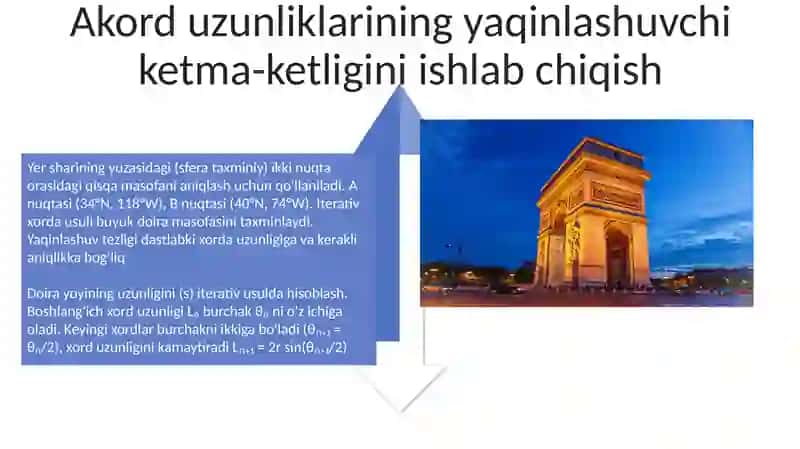 Yaqinlashuvchi ketma-ketlik tushunchasini aylana yoy uzunliklarini hisoblashga tatbiqi 4