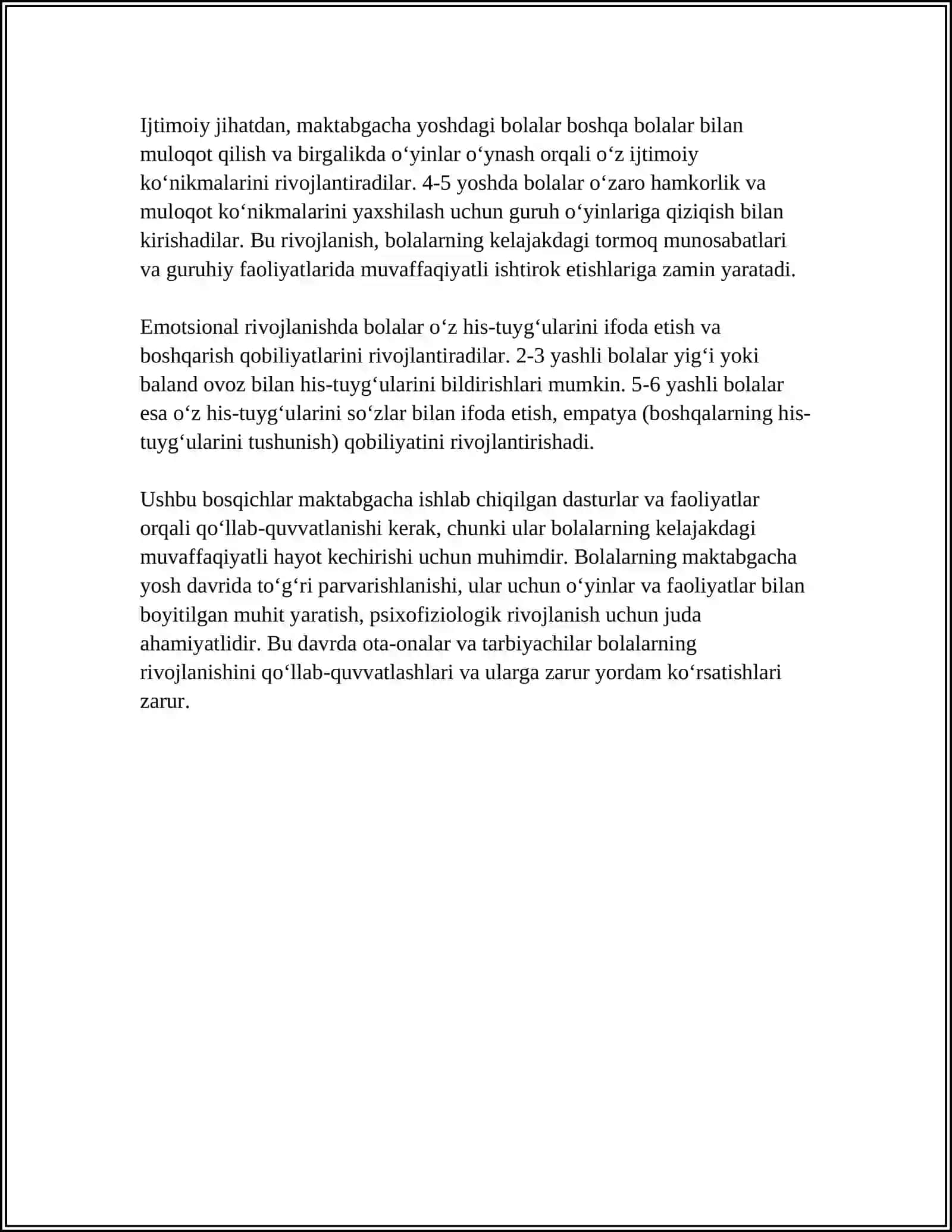 MAKTABGACHA YOSH DAVRIDA PSIXOFIZIOLOGIK TARAQQIYOTNING UMUMIY TAVSIFI 4