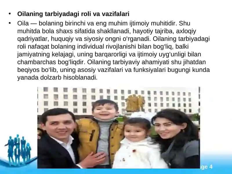 Oilada bolalarning huquqiy va siyosiy ruhda tarbiyalashning shakli metod va vositalari. 4
