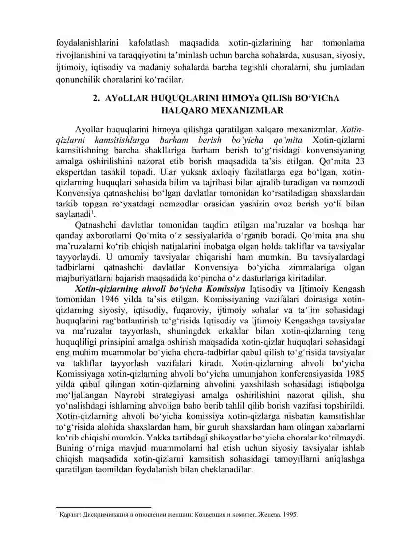 Xotin-qizlarni kamsitishining barxam shakllariga barham berish to‘g‘risida Konvensiya 4
