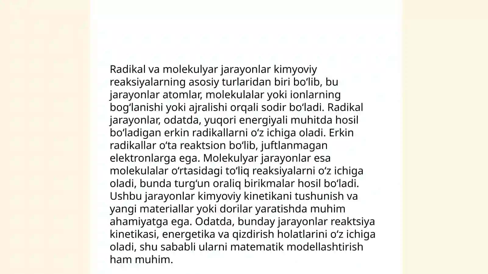 Radikal birikishi.Radikal faoliyat zarralar.Xarash effekti 4