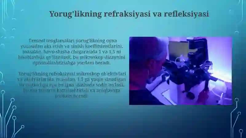 Mikroskopda nurlarning yòli, qòllanilishi 4