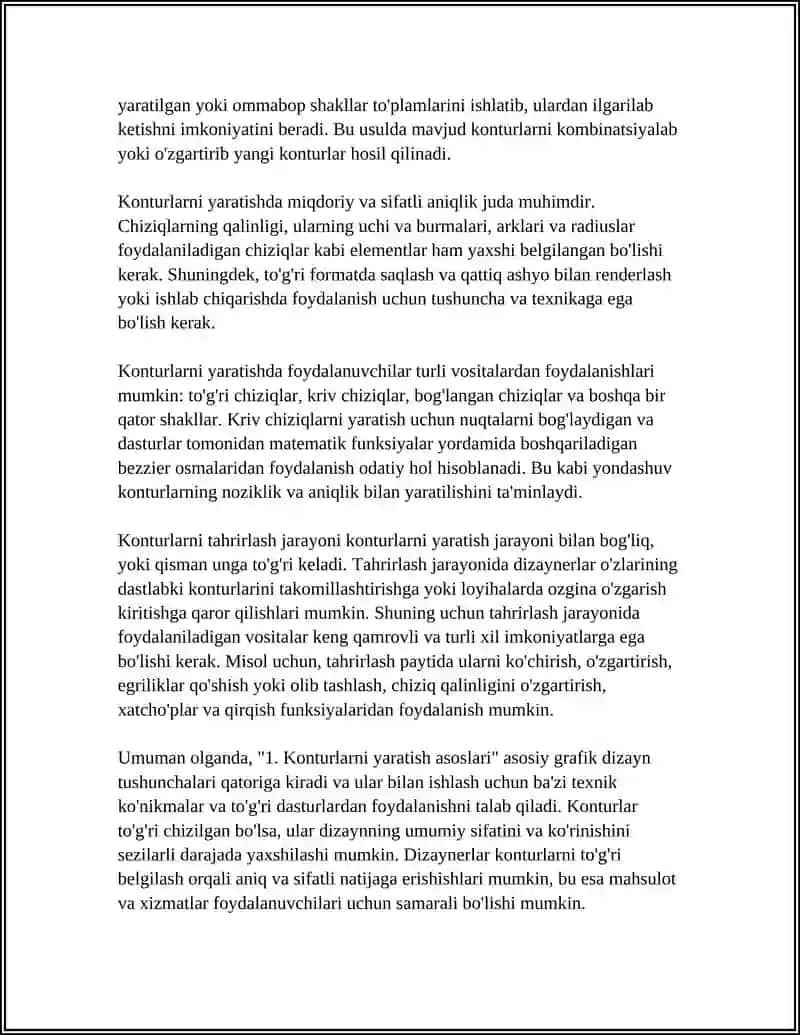 Konturlarni yaratish va tahrirlash 4