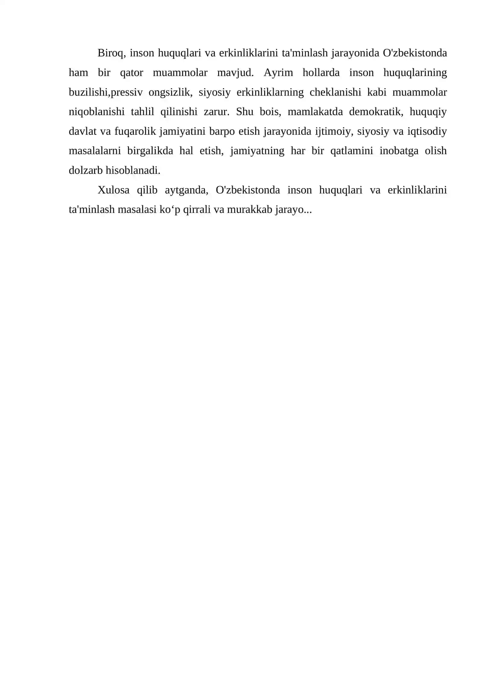 O'ZBEKISTONDA INSON HUQUQLARI VA ERKINLIKLARI KAFOLATINING YARATILISHI 4