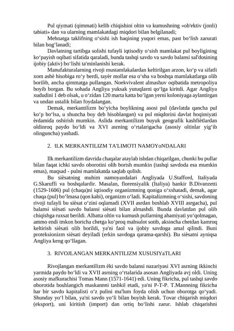 MERKANTILIZMNING VUJUDGA KELIShI VA RIVOJLANISh BOSQIChLARI 4