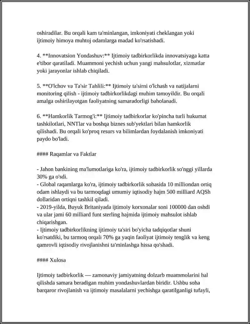 Ijtimoiy Tadbirkorlik: Tushuncha va Asosiy Tamoyillar 4