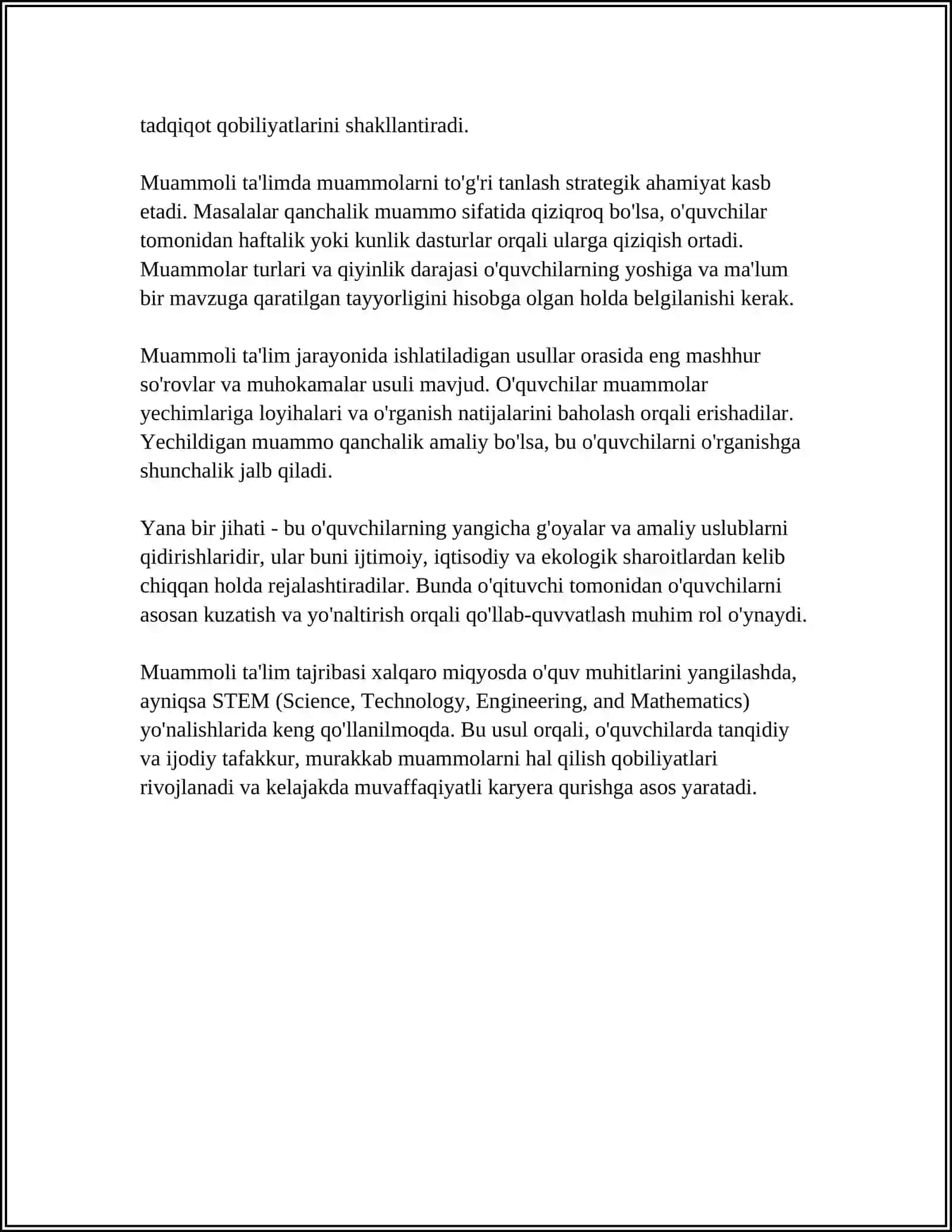 MUAMMOLI O‘QITISH TEXNOLOGIYALARI 4