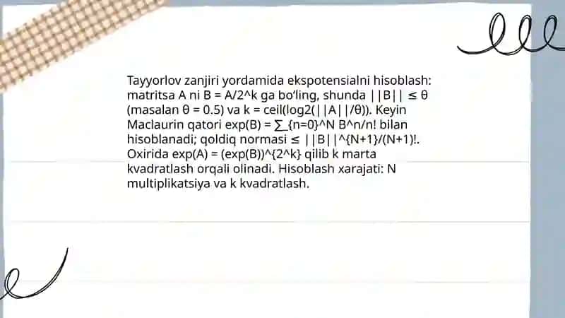 Ekspotensial matritsani hisoblash 4