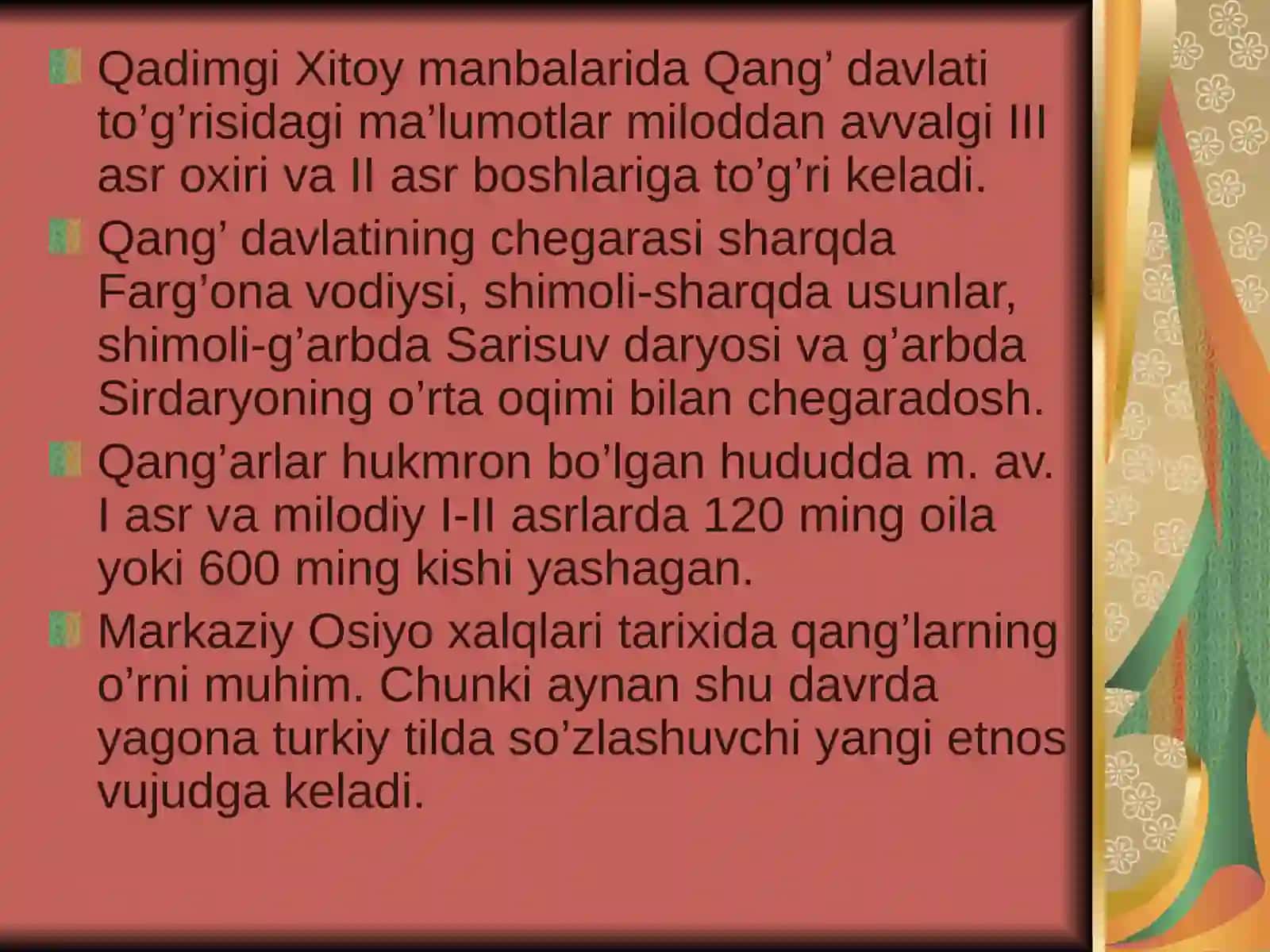 Qang' davlatining vujudga kelishi va uning ijtimoiy-siyosiy hayoti 4