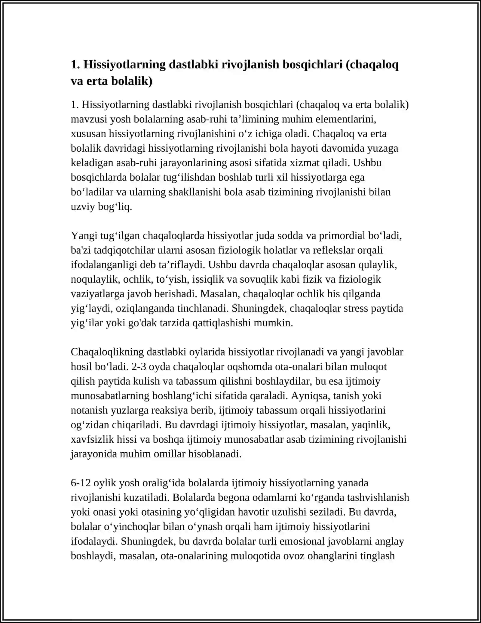YOSH BOLALARNING ASAB-RUHIY TA’LIMINING ELEMENTLARI(HISSIYOTLARNING RIVOJLANISHI, ESTETIK,AXLOQIY) 4