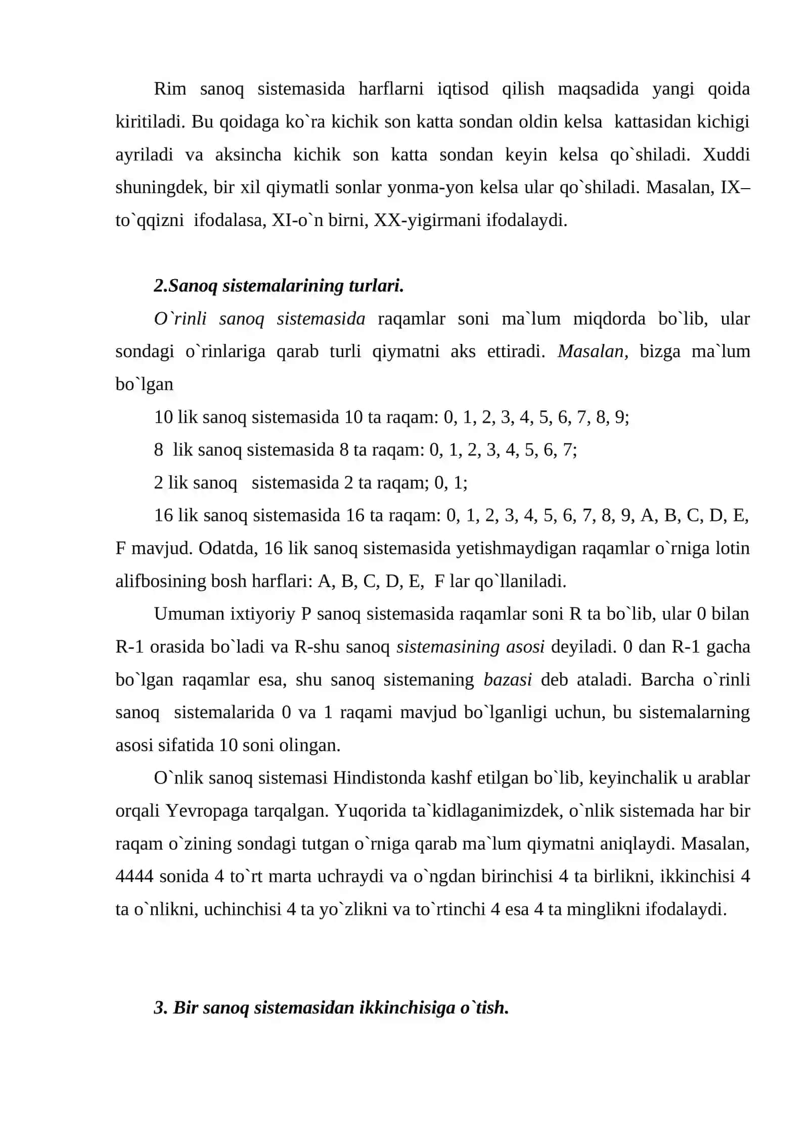 Sanoq tizimlari bilan ishlash (2, 8, 10, 16 lik) 4