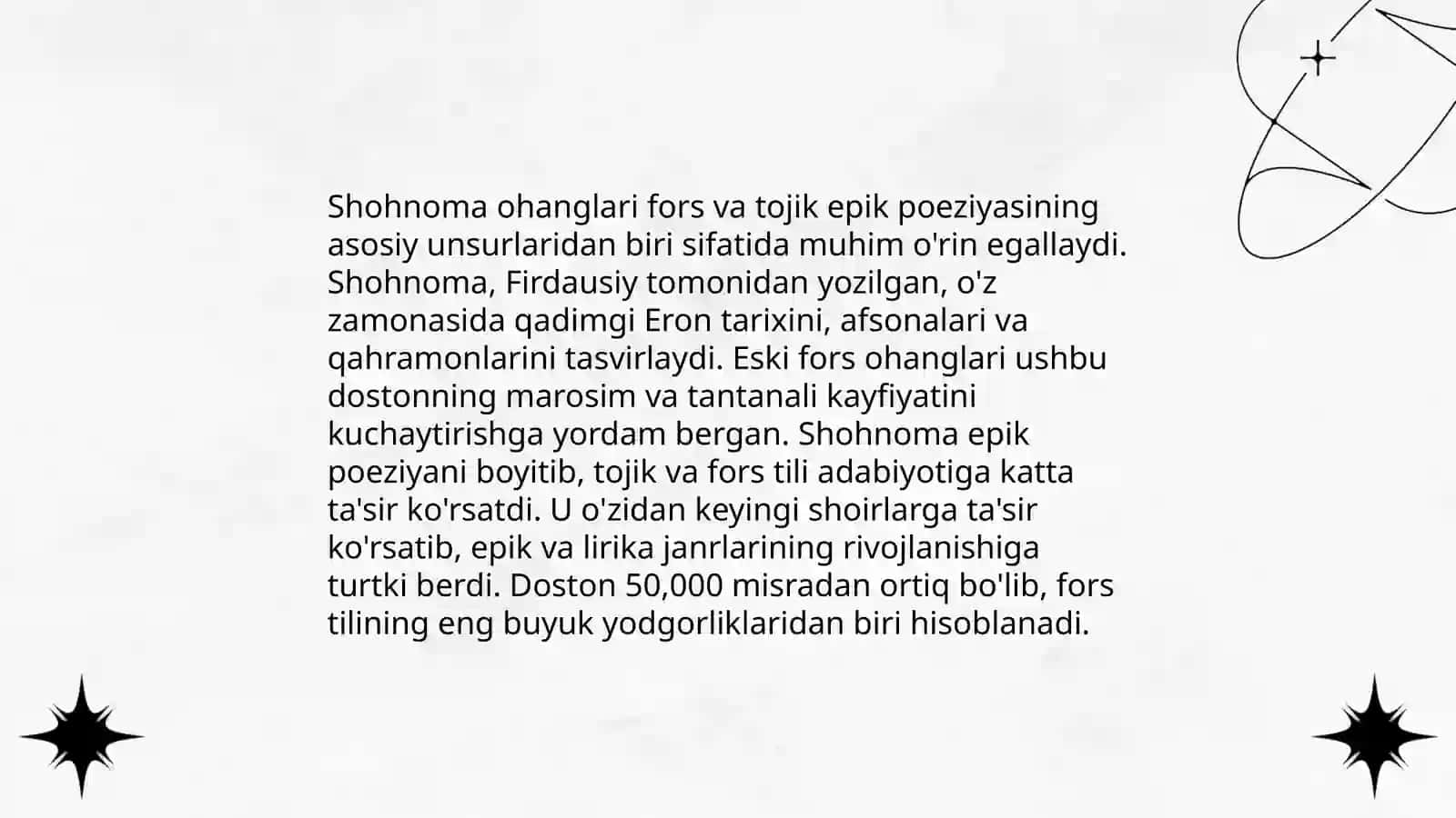 Firdavsiy "Shohnoma"si qahramonlari.Ularning keyingi davr epik poeziyasiga ko'chishi 4