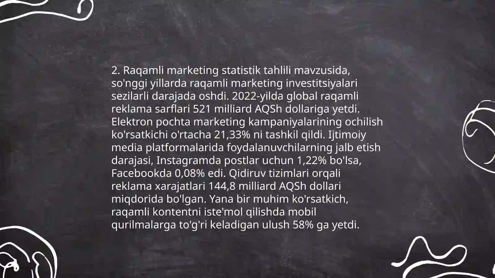 Marketing samaradorligini baholash tatistikasi 4