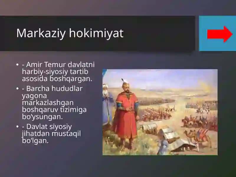 AMIR TEMUR DAVLATINING BOSHQARUVI 4