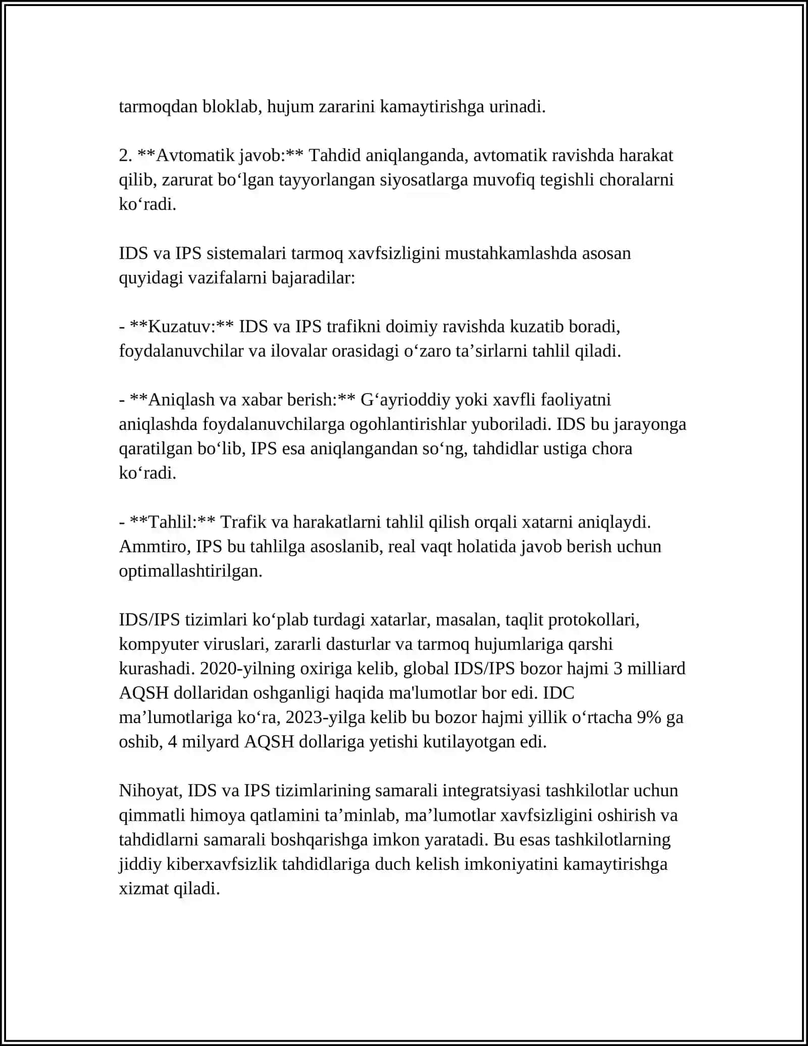 LINUX OPERATSION TIZIMIDA IDS ( INTRUSION DETECTION SYSTEM) VA IPS ( INTRUSION PREVENTION SYSTEM ) NI SOZLASH 4