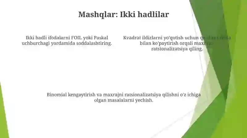Kasrning maxrajidagi irrotsianallikni yoʻqotish 4