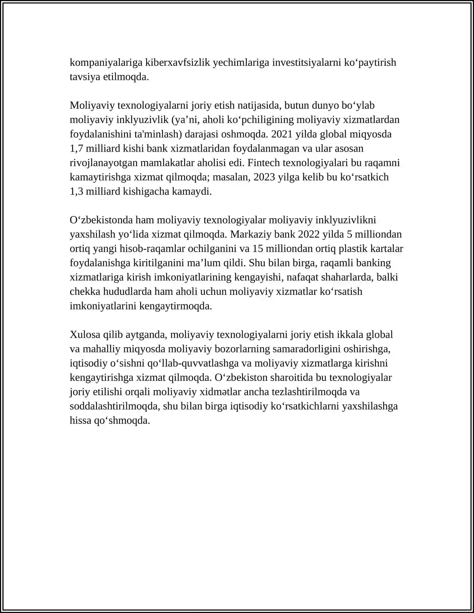 OʻZBEKISTONDA BANK TIZIMINI TAKOMILLASHTIRISH YOʻNALISHLARI VA VAZIFALARI 4