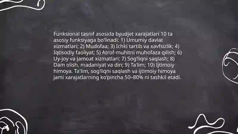Davlat byudjeti xarajatlarining tarkibi, tuzilishi va dinamikasi 4