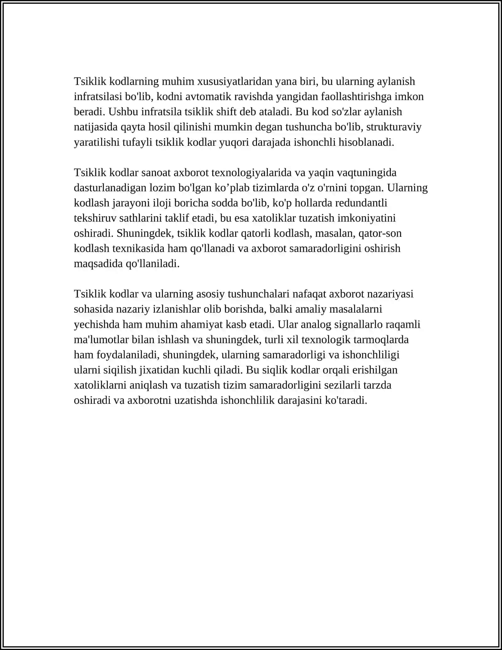 SIKLIK KODLAR:ULARNI DEKODLASH SXEMASI 4