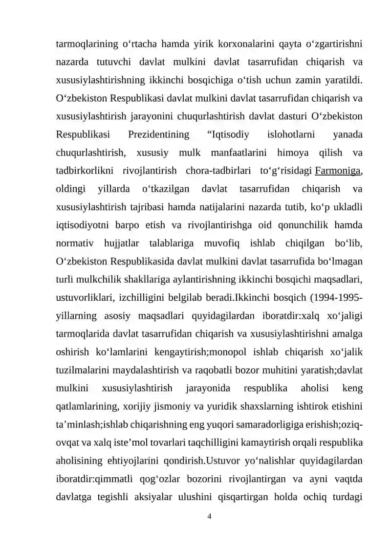 Davlat Mulkni Davlat Tasarrufidan Chiqarish va Xususiylashtirish 4