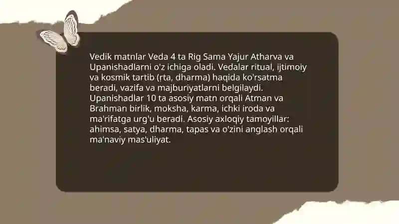 Milliy dinlar vedizm dini talimotida diniy axloqiy qarashlari mavzusida slayd tayyorlash 4