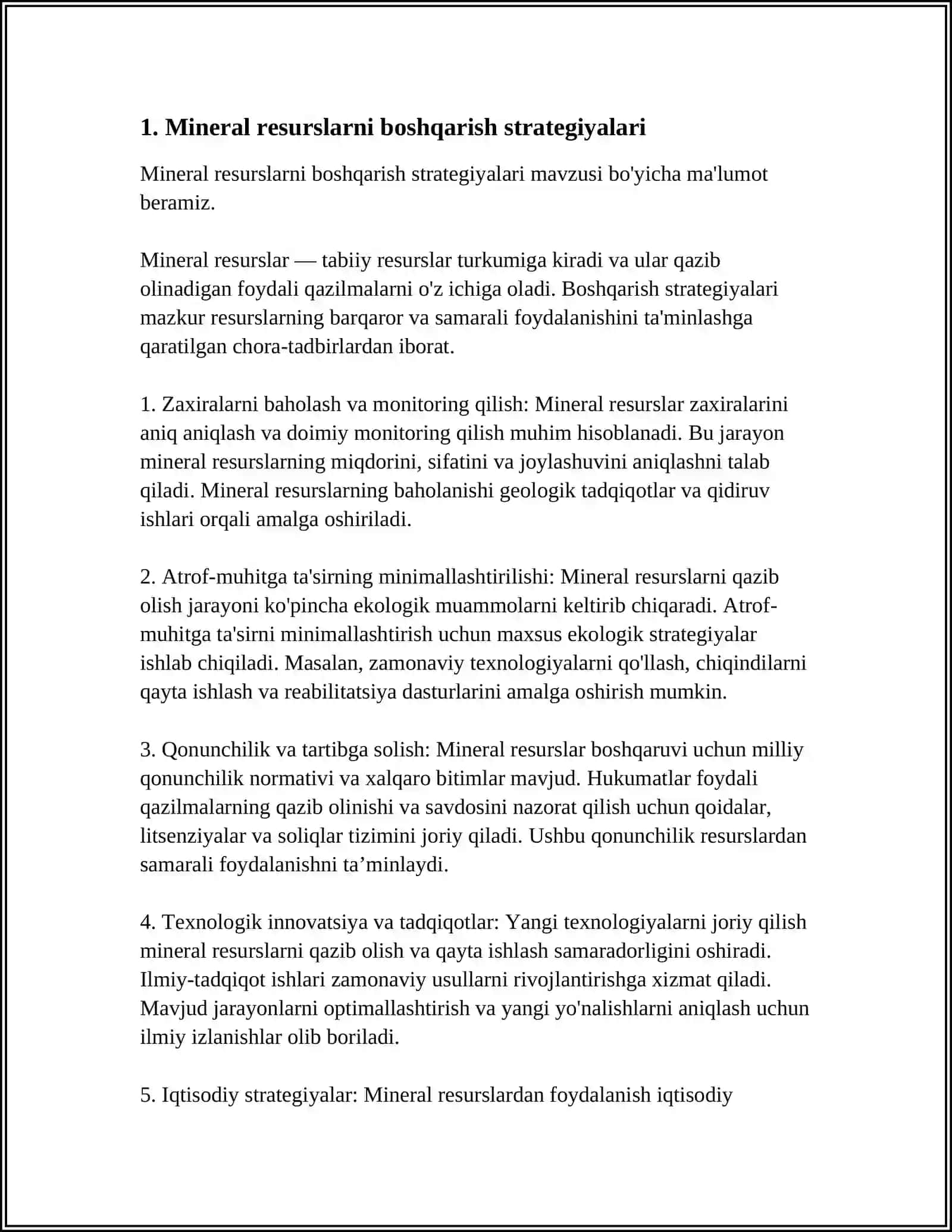MINERAL RESURSLARNI OPTIMALLASHTIRISH VA ULARDAN FOYDALANISH 4