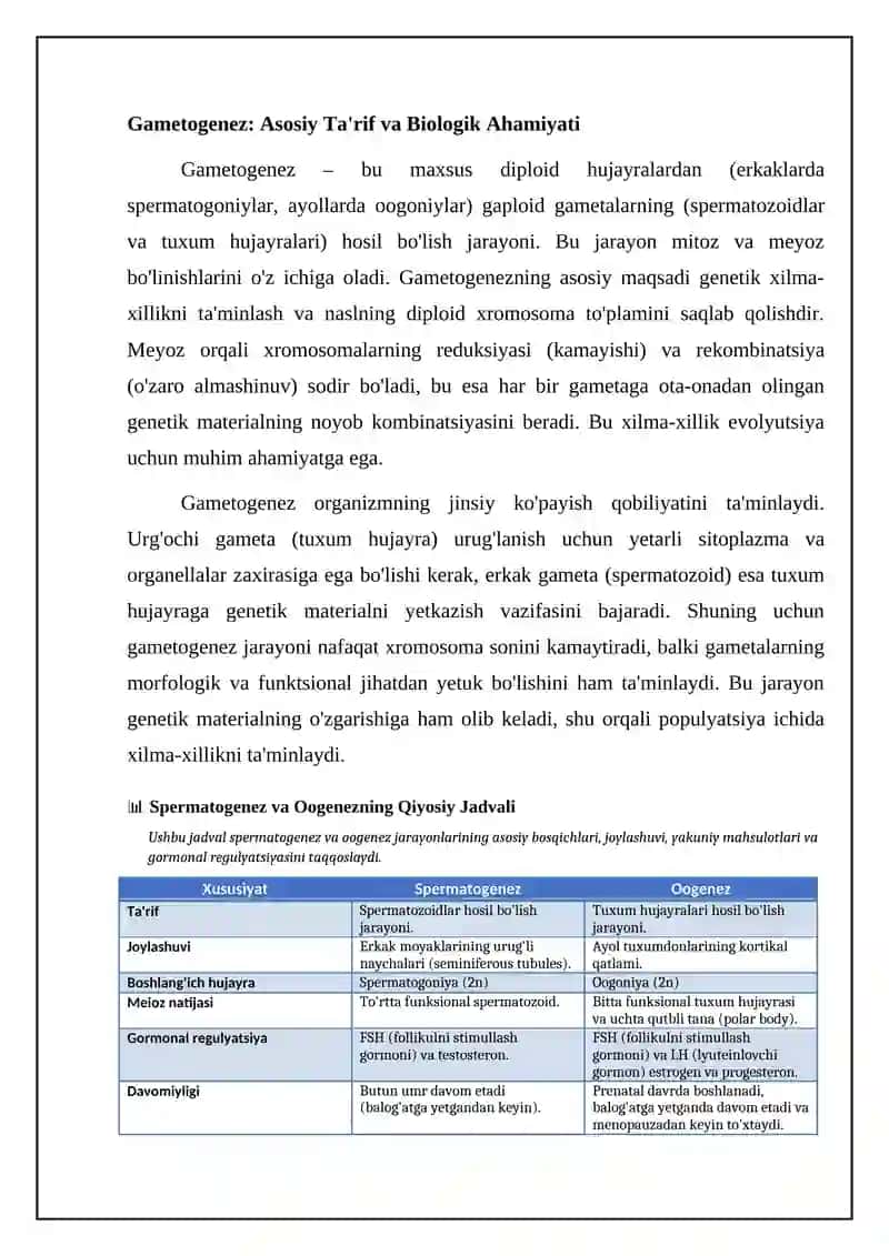 Gametogenez: ta'rif, bosqichlari va regulyatsiyasi 4