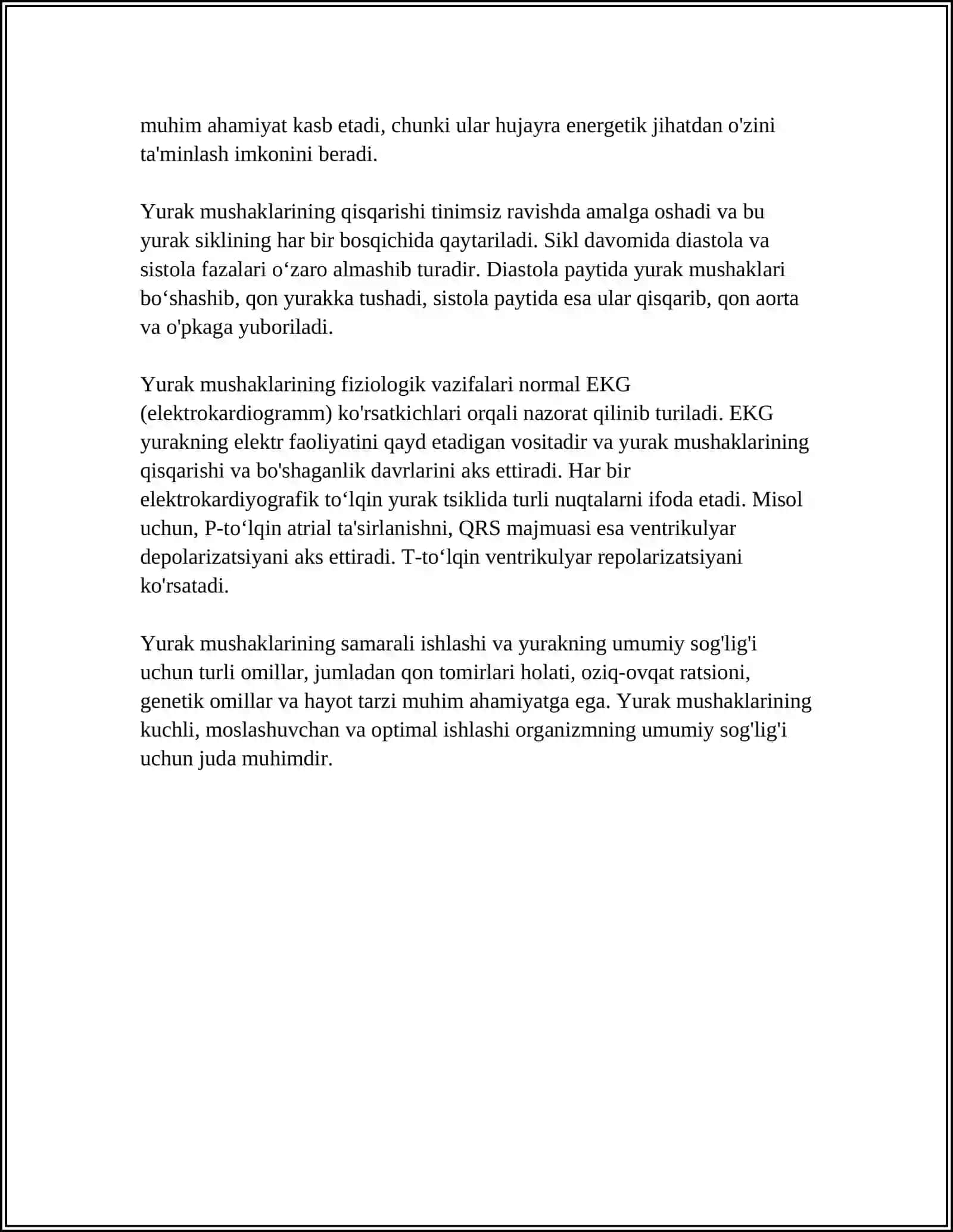 YURAK MUSHAKLARINING FIZIOLOGIK VAZIFALARI. NORMAL EKG 4