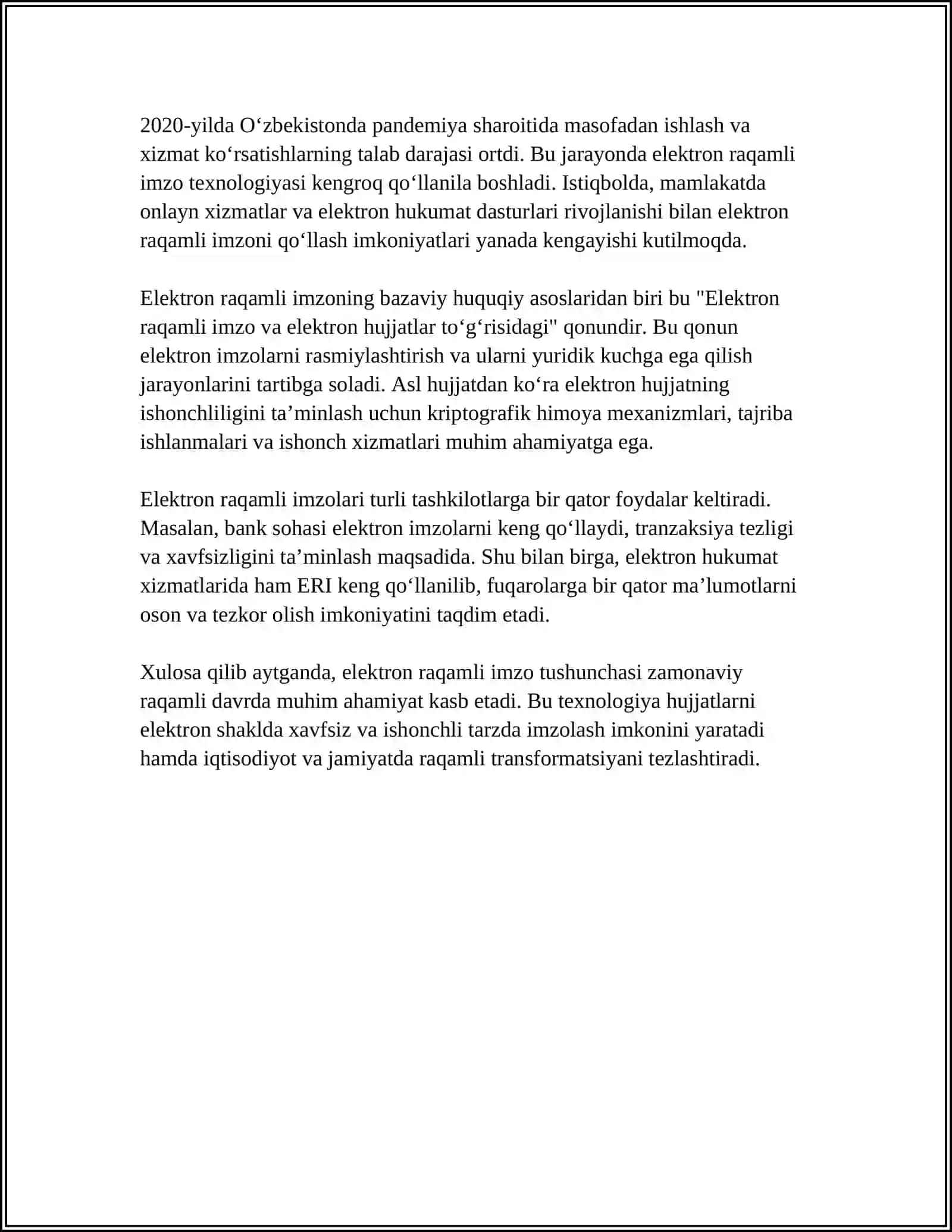 XORIJIY DAVLATLARNING ELEKTRON RAQAMLI IMZO ALGORITMLARINI TAHLILI 4