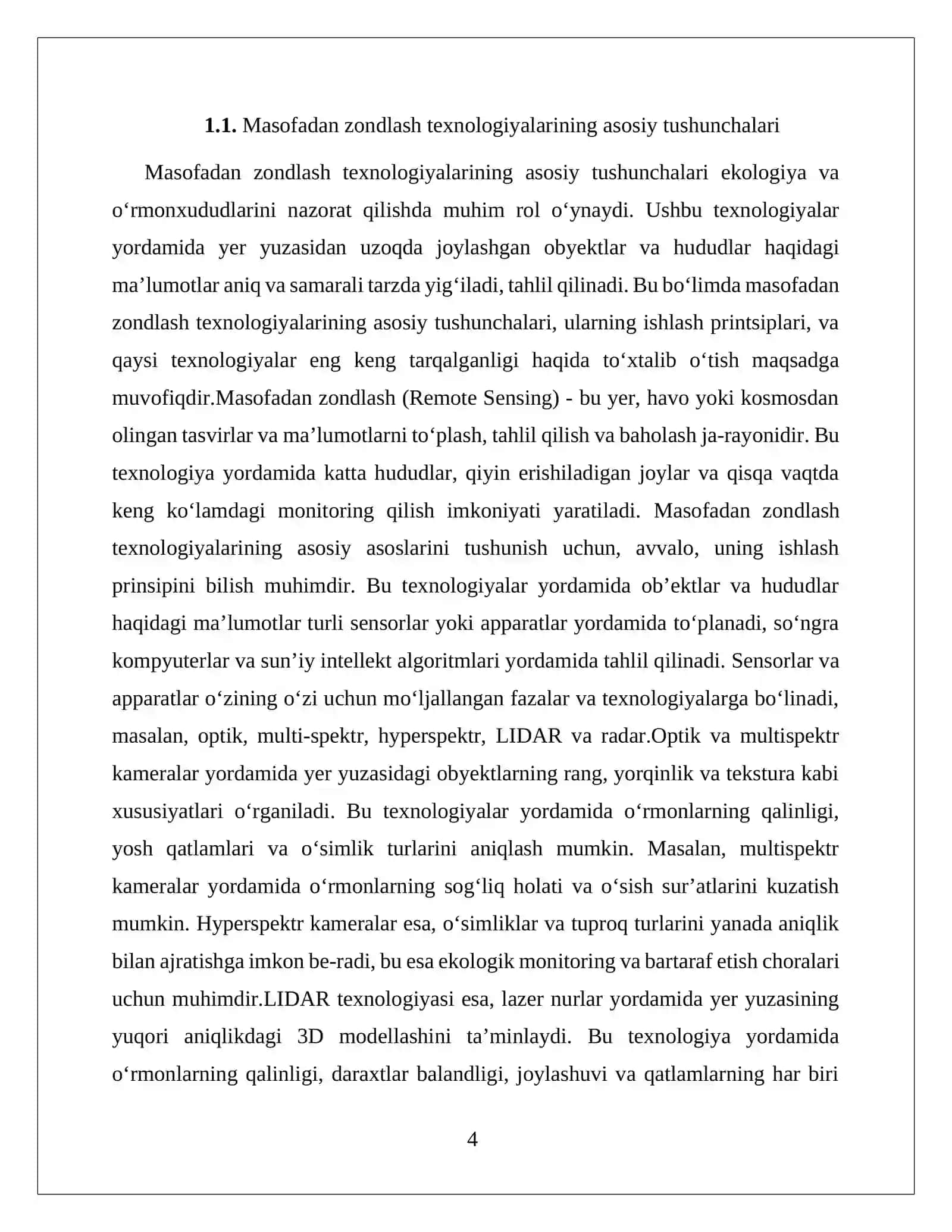 O‘rmon kesilishini aniqlashda masofadan zond-lash roli 4