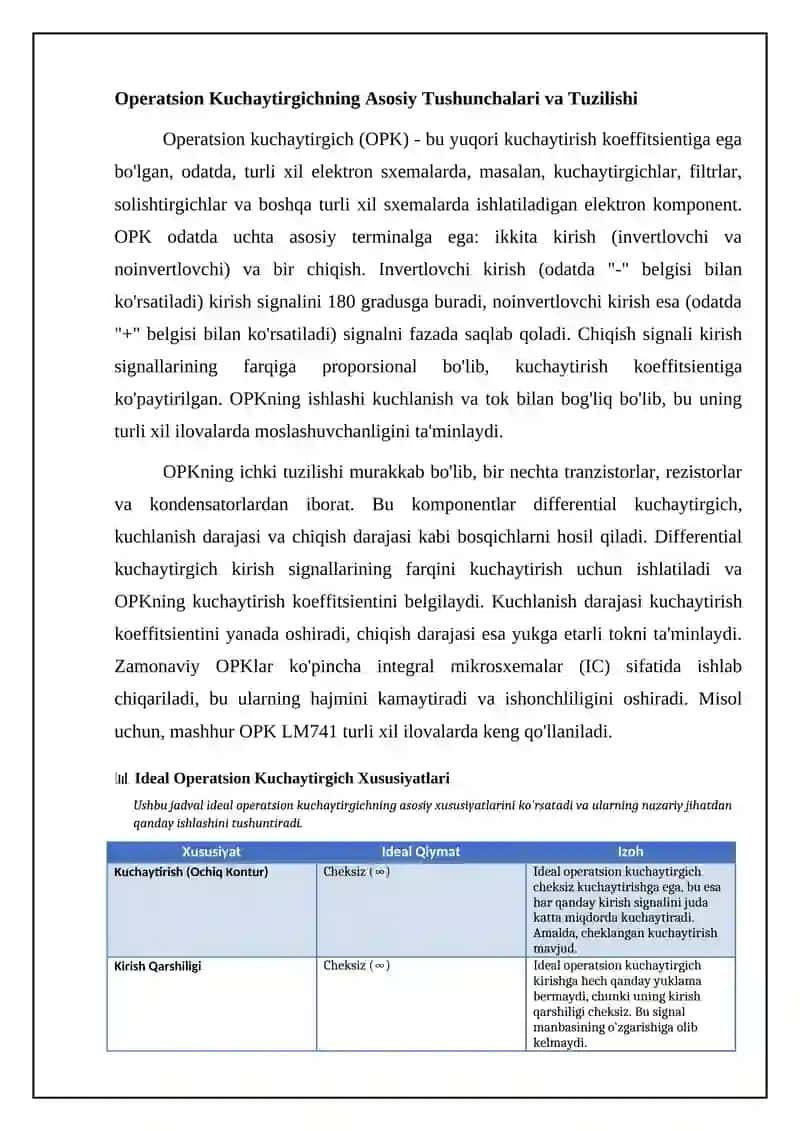 Oʻzgarmas tokda ishlaydigan operatsion kuchaytirgichlar 4